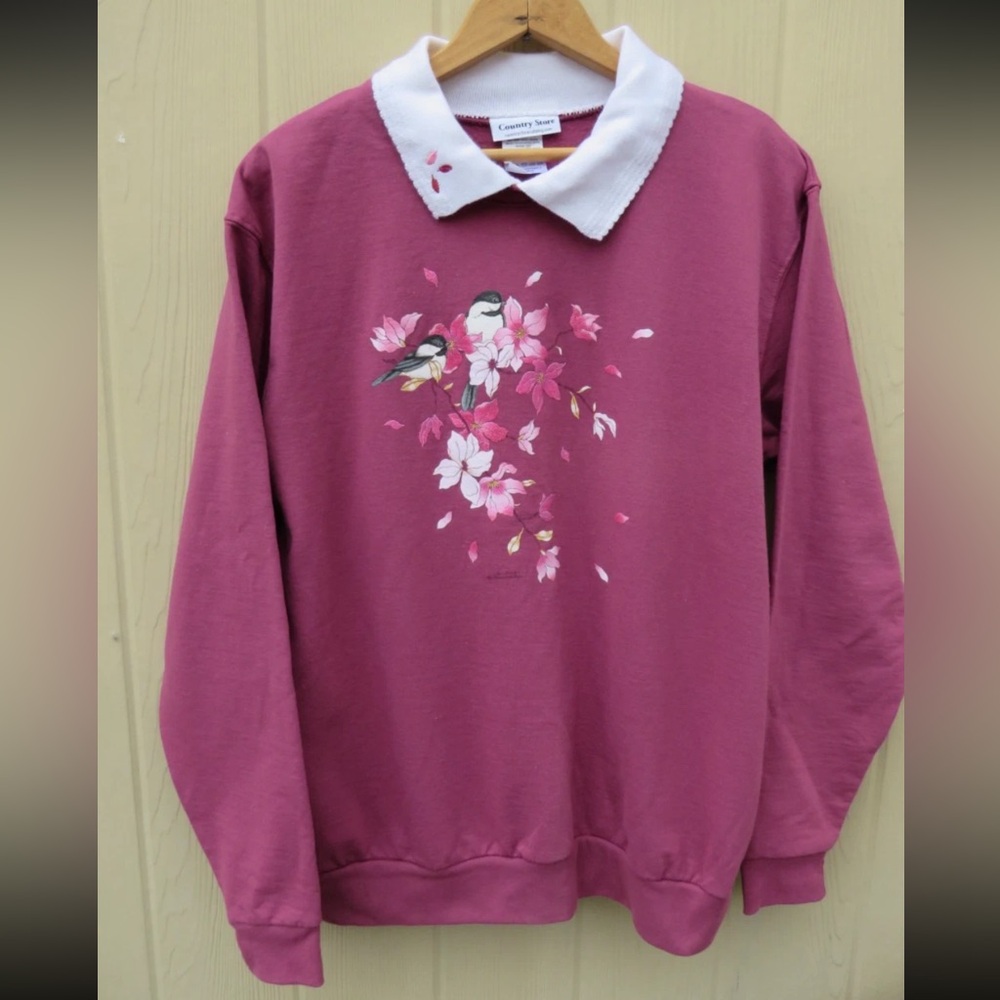 Country Sweet Women's Floral Collar Neck Sweater  Grandma Sweatshirt